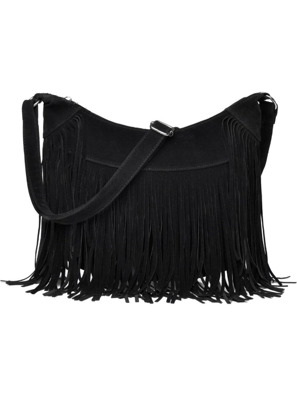 Vintage Western Suede Fringe Hobo Bag, Stylish Crossbody Shoulder Purse for